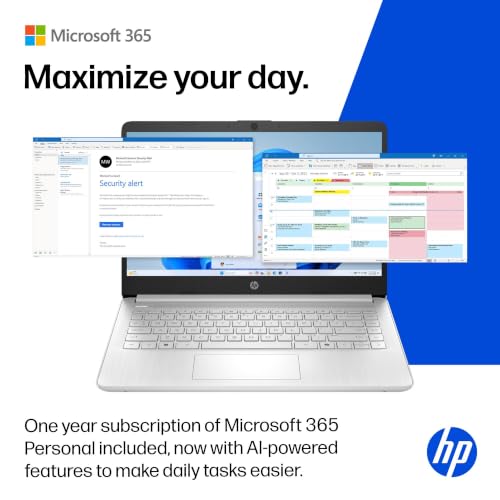 HP 2027 Everyday Laptop, Intel CPU, 128GB Storage, Copilot AI, Office 365 | 1TB Cloud Storage, Windows 11, Fast Charge, WiFi 6, Long Battery Life, Lightweight & Portable, Study & Work, Modern Silver