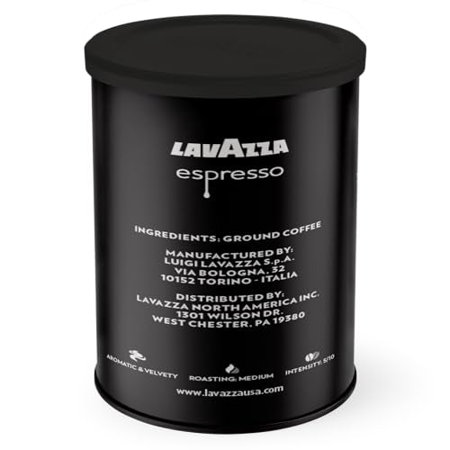 Lavazza Espresso Ground Coffee, Medium Roast, 100% Arabica, 8 oz Tin (Pack of 4)