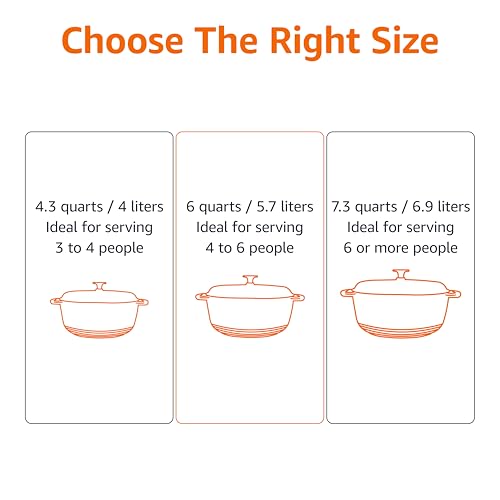 Amazon Basics Cast Iron Dutch Oven Pot with Lid, Enameled, Round, Dual Handles, Heavy-Duty, Small, 4.3-Quart, Red