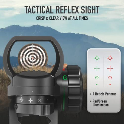 Pinty Red Green Reflex Rifle Scope Dot Sight 4 Different Reticles Black