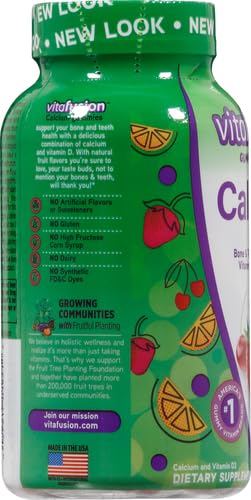 vitafusion Chewable Calcium Gummy Vitamins for Bone and Teeth Support, Fruit and Cream Flavored, America’s Number 1 Gummy Vitamin Brand, 50 Day Supply, 100 Count