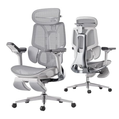Hbada E3 Pro Ergonomic Office Chair, Big and Tall Office Chair - with 3-Zone Dynamic Lumbar Support, 4D Adjustable Headrest, 6D Adjustable Armrests, Swivel, Grey