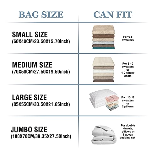 Vacuum Storage Bags, 10 Large Space Saver Bags Seal with Pump, Sealer for Clothes, Comforters, Blankets, Bedding