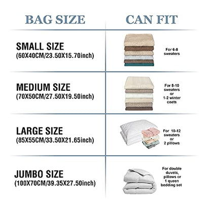 Vacuum Storage Bags, 10 Large Space Saver Bags Seal with Pump, Sealer for Clothes, Comforters, Blankets, Bedding