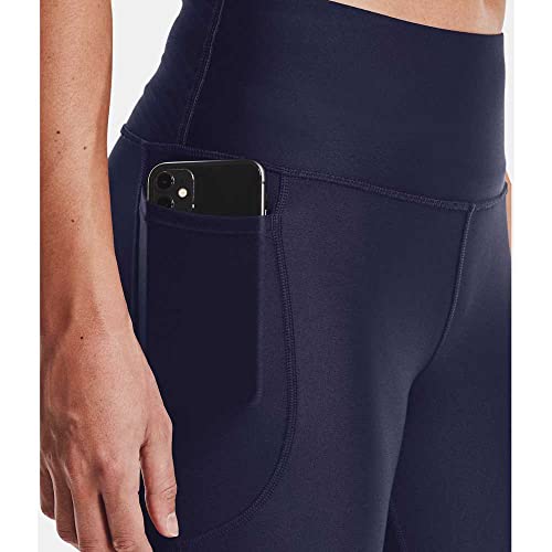 Under Armour Womens HeatGear Armour High Waisted Pocketed No-Slip Capri , Midnight Navy (410)/White , Small