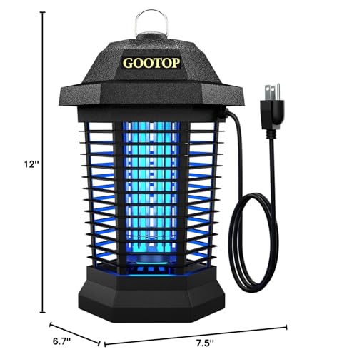 GOOTOP Bug Zapper Outdoor, Mosquito Zapper, 3 Prong Plug in Electric Fly Zapper, Mosquito Killer, Fly Traps, Flying Insects Zapper Indoor Outdoor, 4200V, ABS Plastic Outer (Black)