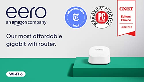 Amazon eero 6+ mesh Wi-Fi router | 1.0 Gbps Ethernet | Coverage up to 1,500 sq. ft. | Connect 75+ devices | 1-Pack | 2022 release