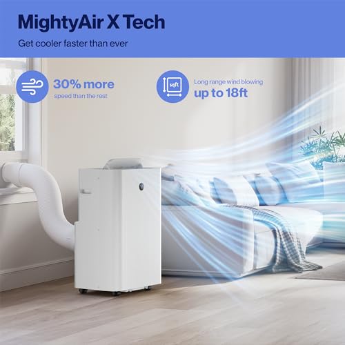 DELLA 14,000 BTU Portable Air Conditioner, Work with Alexa and WiFi, Cools Up To 800 Sq.Ft, Auto Swing, 3 Fan Speeds, Geo Fencing, Heat pump, Dehumidifier, with Remote Control & Window Kit