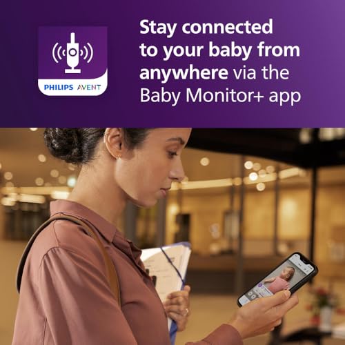 Philips Avent Premium Connected Baby Monitor, with 1080p Camera and App, SenseIQ Sleep and Breathing Rate Tracking, Cry Detection and Translation, Day and Night View, Two-way True Talk Back, SCD973/37