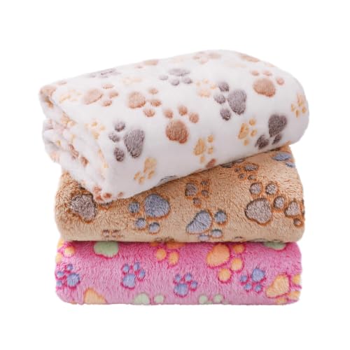 LINENLUX Dog Blankets 3-Pack, Super Soft Fluffy Fleece Pet Throw Warm