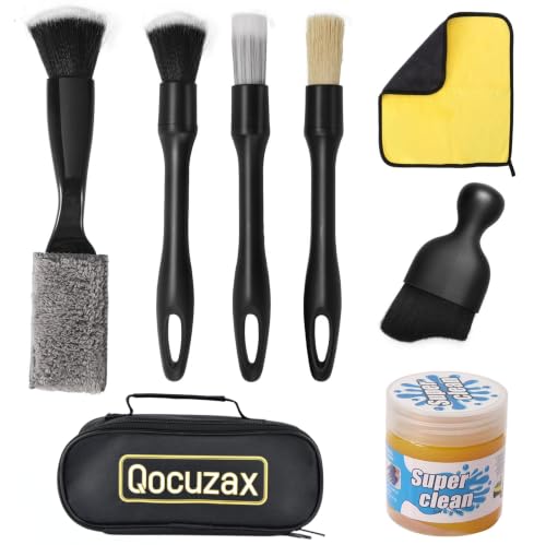 Qocuzax 8Pcs Car Detailing Kit,160g Gel,Dual Vent Brush,Boars Hair for Auto
