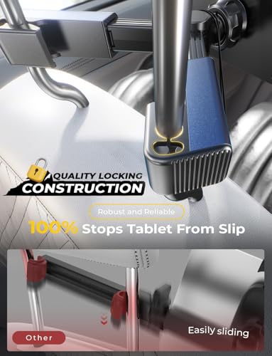 LISEN Tablet iPad Holder for Car Mount Headrest Must Have, iPad Car Holder Back Seat Travel Accessories Long Road Trip Essentials for Kids Black