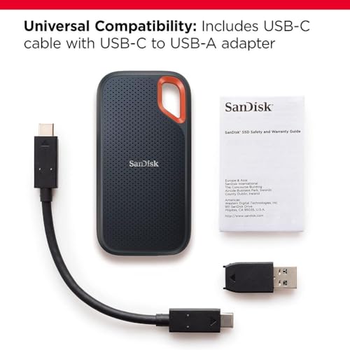 SanDisk 4TB Extreme Portable SSD - Up to 1050MB/s, USB-C, USB 3.2 Gen 2, IP65 Water and Dust Resistance, Updated Firmware - External Solid State Drive - SDSSDE61-4T00-G25