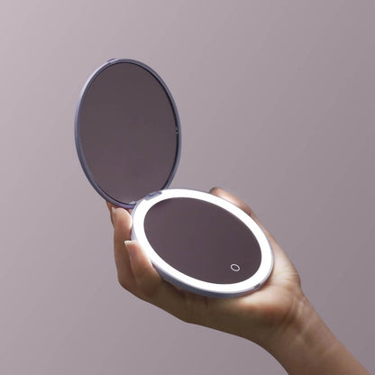 Fancii Compact Magnifying Mirror with LED Light, 10x/1x, Rechargeable, 3 Light Settings, Dimmable - Small Lighted Travel Handheld Mirror for Pocket, Handbag, Purse, 2-Sided Foldable (Mini Taylor)