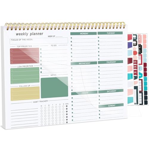 Thboxes Weekly Desk Planner, 8.5x11 In To Do List Notepad, 52 Sheets, Green