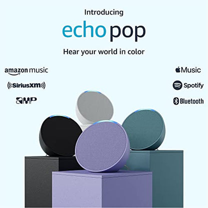 Amazon Echo Pop | Full sound compact smart speaker with Alexa | Lavender Bloom