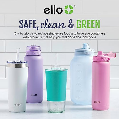 Ello Pop & Fill 22oz Stainless Steel Water Bottle with Quick Fill Technology, Double Walled and Vacuum Insulated Metal, Leak Proof Locking Lid, Sip and Chug, Reusable, BPA Free, Raincloud
