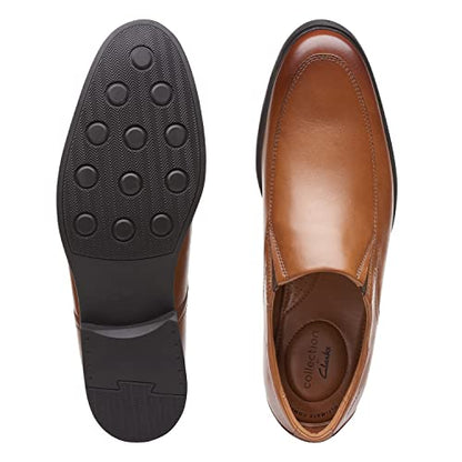 Clarks Men's Whiddon Plain Loafer, Dark Tan Leather, 9