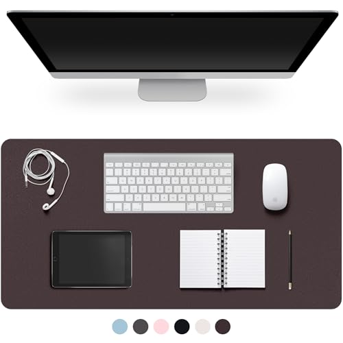 Leather Desk Pad Protector,Non-Slip Desk Pad(Dark Coffee, 31.5" x 15.7")