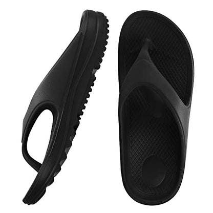 shevalues Orthopedic Sandals for Women Arch Support Recovery Flip Flops Pillow Soft Summer Beach Shoes, Black 39 (7.5-8 Women/6-6.5 Men)