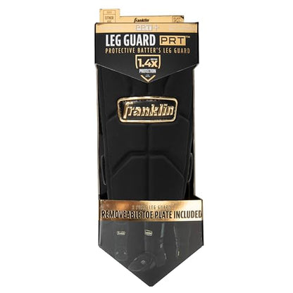 Franklin Sports Baseball + Softball Leg Guard - PRT Series Adult Shin + Foot Shield for Batting - Protective Leg + Ankle Guard with Toe Plate - Right Hand + Left Hand Hitters - Black/Gold - One Size