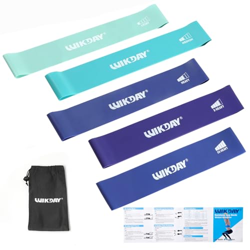 WIKDAY Resistance Bands for Working Out Exercise Loop Bands, Set of 5, Blue