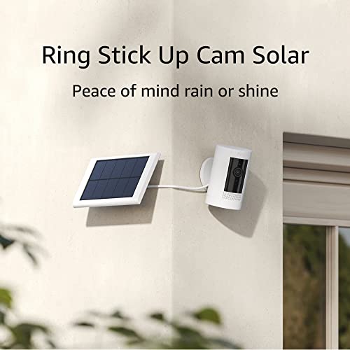 Ring Stick Up Cam Solar | Weather-Resistant Outdoor Camera, Live View, Color Night Vision, Two-way Talk, Motion alerts, Works with Alexa | White