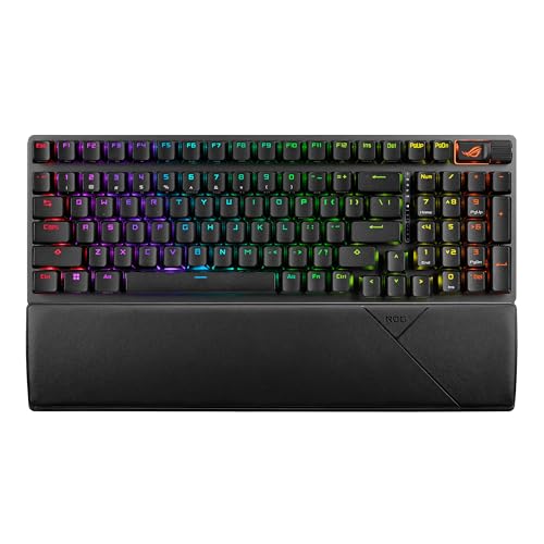 ASUS ROG Strix Scope II 96 Wireless Mechanical Gaming Keyboard – 96% Full-Size, Tri-Mode Connectivity, Hot Swappable Pre-lubed ROG NX Snow Linear Switches, PBT Keycaps, RGB, PC/Mac Support-Black