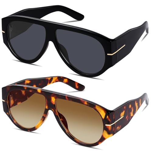 GRFISIA Oversized Aviator Sunglasses for Women Men 70s Retro Shades UV400