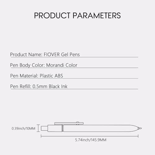 FIOVER Gel Pens, 5pcs 0.5mm Quick Dry Black Ink Fine Point Smooth Writing Pens High-End Series Ballpoint for Office School Supplies(Morandi)