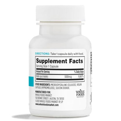 365 by Whole Foods Market, High-Potency Biotin 5000mcg, Vegan, 60 Count