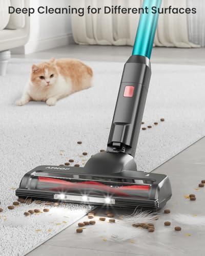 Cordless Vacuum Cleaner, 550W/45Kpa/60Mins Vacuum Cleaners for Home, Self-standing Stick Vacuum with LED Display, Rechargeable Cordless Vacuum, Lightweight Vacuum for Carpet, Pet Hair, Hardwood Floor