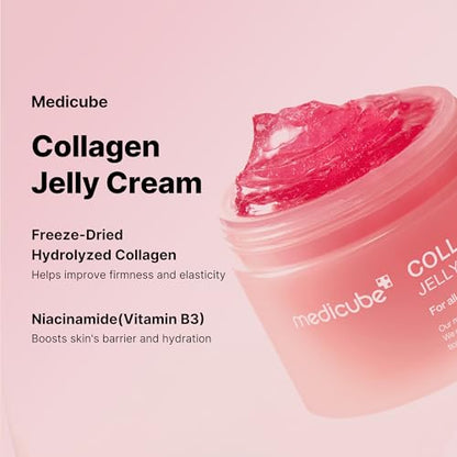 Medicube Collagen Jelly Cream- Niacinamide & Freeze-Dried Hydrolyzed Collagen - Boosts skin's barrier hydration and gives 24h Glow & Lifted Look - No artificial color, Korean skincare (3.71 fl.oz.)