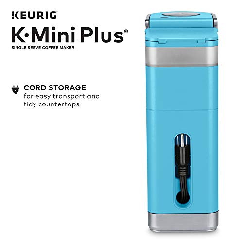 Keurig K-Mini Plus Single Serve K-Cup Pod Coffee Maker, with 6 to 12oz Brew Size, Stores up to 9 K-Cup Pods, Travel Mug Friendly, 1500 watts, Cool Aqua