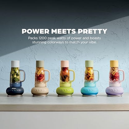 Ninja BlendBOSS | Personal Smoothie Blender and Tumbler | 26oz Travel Tumbler w/Leakproof Lid & Intergrated Chug Spout | AutoIQ Technololgy | 1200 Peak Watt | Cyberspace | DB301CYBRN | (NEW)