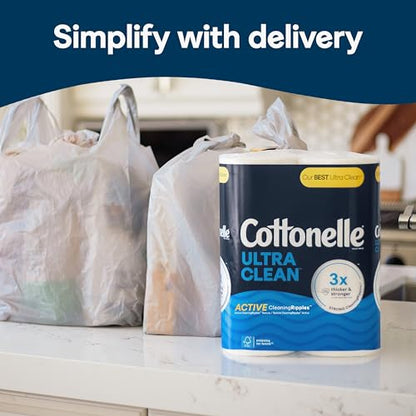 Cottonelle Ultra Clean Toilet Paper with Active CleaningRipples Texture, 24 Family Mega Rolls (24 Family Mega Rolls = 132 Regular Rolls) (4 Packs of 6), 353 Sheets Per Roll, Packaging May Vary