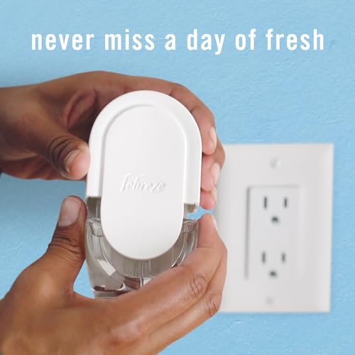 Febreze Plug In Air Fresheners, Linen & Sky Scent, Odor Fighter for Strong Odors, 1 Warmer + 2 Oil Refills