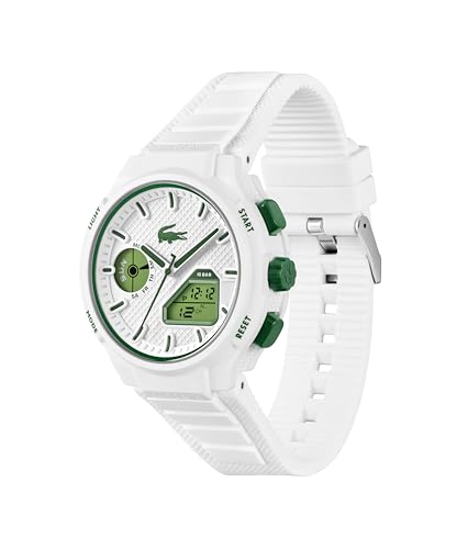 Lacoste LC33 Men’s Analog-Digital Watch – 45mm Sporty Fashion Timepiece with Silicone Strap, 10ATM Water Resistance – Gift for Him
