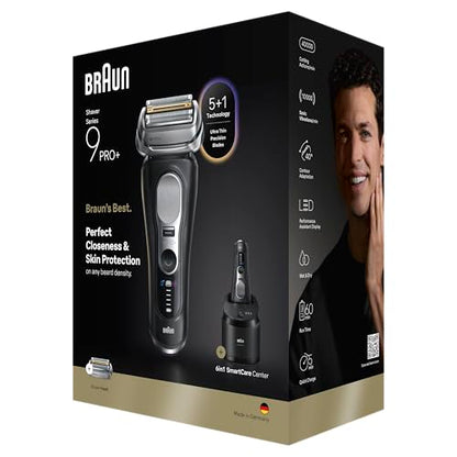 Braun Series 9 PRO+ Electric Shaver, Pro SensoAdapt, 6in1 SmartCare Center, Wet & Dry Razor, 9660CCPS, Black