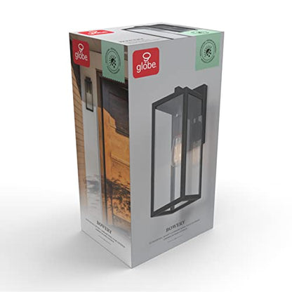 GLOBE Electric 44837 1-Light Outdoor Indoor Wall Sconce, Brushed Dark Bronze, Clear Glass Shade, Back Porch Lights, Front Patio, Garage Fixture, Exterior Lighting for House