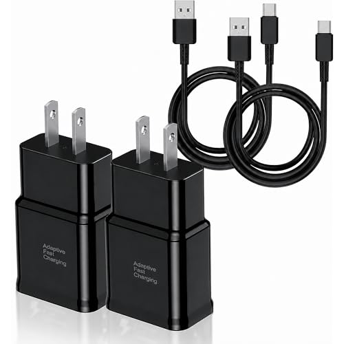 Type C Charger Fast Charging, 2 Pack USB C Android Phone Wall Charger Block & 6ft Charge Cable Cord, for Samsung Galaxy S8 / S9 / S10 Plus Active S10e, S20 / S21 Ultra Plus, Note 8 9 10, Pixel 3 etc