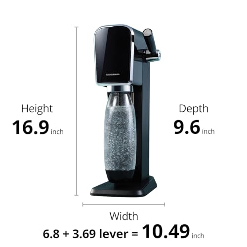 SodaStream Art Sparkling Water Maker Bundle in Black, with 3-Pack CO2 and Carbonating Bottle