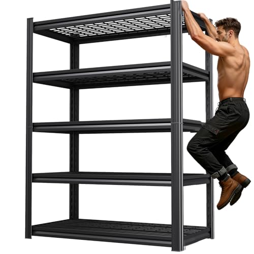 71H Storage Shelves, 2500lbs Garage Shelving, Adjustable Heavy Duty Shelving Unit, 5T Tall Garage Shelves, Metal Standing Shelf Units