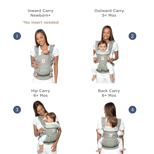 Ergobaby Omni 360 All-Position Baby Carrier for Newborn to Toddler with Lumbar Support (7-45 Pounds), Pure Black, 1 Count (Pack of 1)