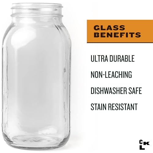 County Line Kitchen Glass Mason Jar Pitcher with Lid - Wide Mouth, 2 Quart (64 oz) - Heavy Duty, Leak Proof - Sun & Iced Tea Dispenser, Cold Brew Coffee, Breast Milk Storage, Water & More - Gray