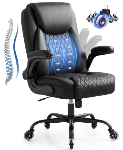 GTPOFFICE Executive Office Chair, Ergonomic PU Leather Desk Chair,Pro Black