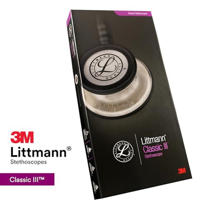 3M Littmann Classic III Monitoring Stethoscope, 5620, More Than 2X as Loud*, Weighs Less**, Stainless Steel Chestpiece, 27" Black Tube