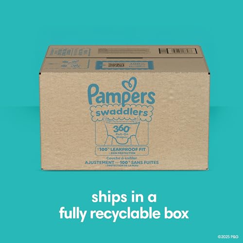 Pampers Diapers - Swaddlers 360° - Size 4, 132 Count, up to 100% Leakproof Comfy Dry Fit, Designed for Easy Changes, Pull On Baby Diaper (Packaging May Vary)