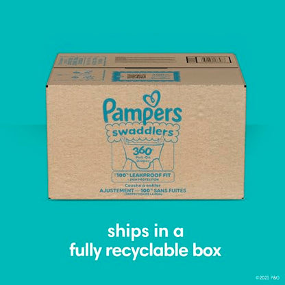 Pampers Diapers - Swaddlers 360° - Size 4, 132 Count, up to 100% Leakproof Comfy Dry Fit, Designed for Easy Changes, Pull On Baby Diaper (Packaging May Vary)