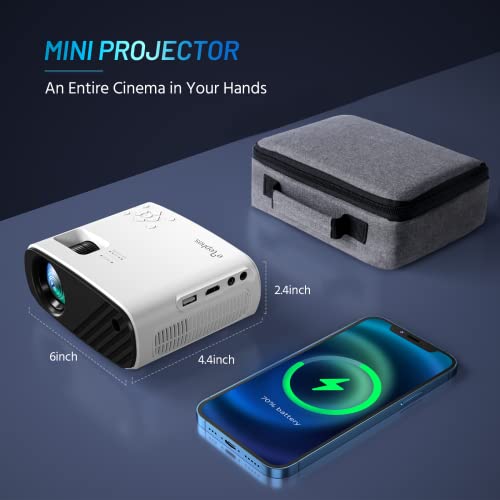 Mini Projector for iPhone, ELEPHAS 2024 Upgraded 1080P HD Projector, 8000L Portable Projector with Tripod and Carry Bag, Movie Projector Compatible with Android/iOS/Windows/TV Stick/HDMI/USB